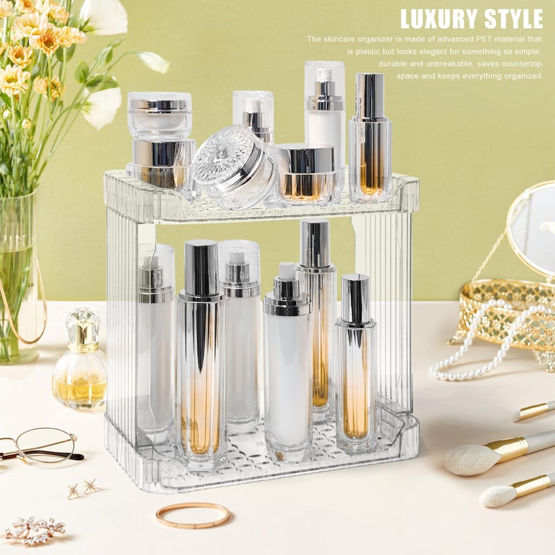 TENDER EPOCH Bathroom Counter Organizer Cosmetics Skincare Organizers Skincare Makeup Organizer Countertop Holder for Perfume-2 Tier-Clear - Image 5
